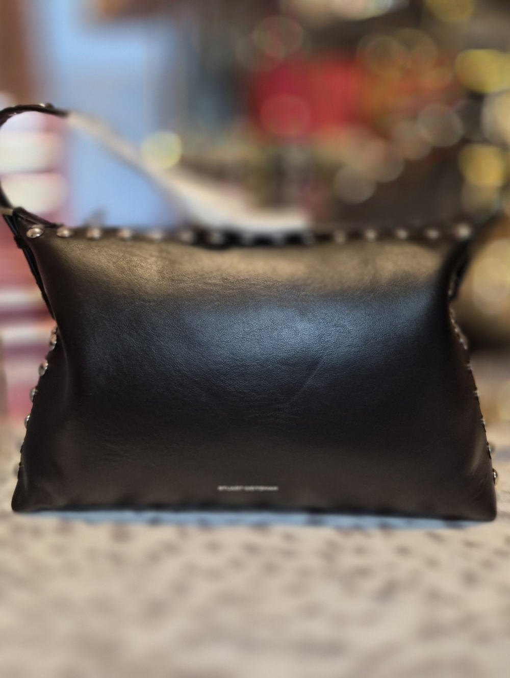 Stuart Weitzman Moto Calf Leather Studded Bag. Made In Italy. NWT